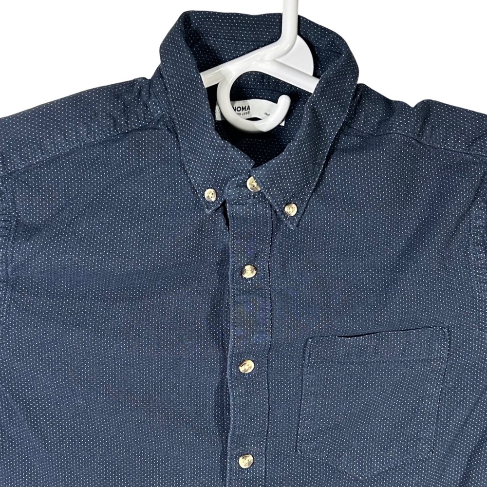 Sonoma Goods for Life Men's Navy Blue Small Dot Print Button‎ Down Shirt Small